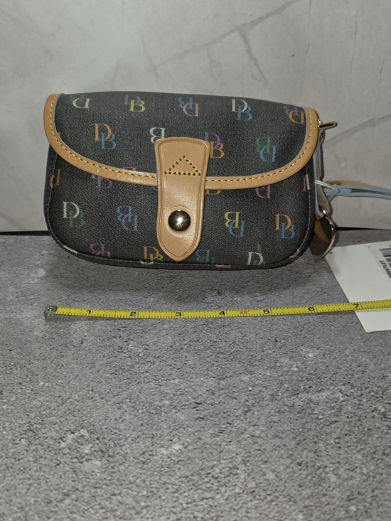 Dooney & Bourke Handbags - Vintage Dooney & Bourke Black Multicolor DB Wristlet with Tan Trim